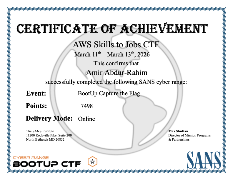 SANS AWS Skills to Jobs CTF — Top 20 Regional